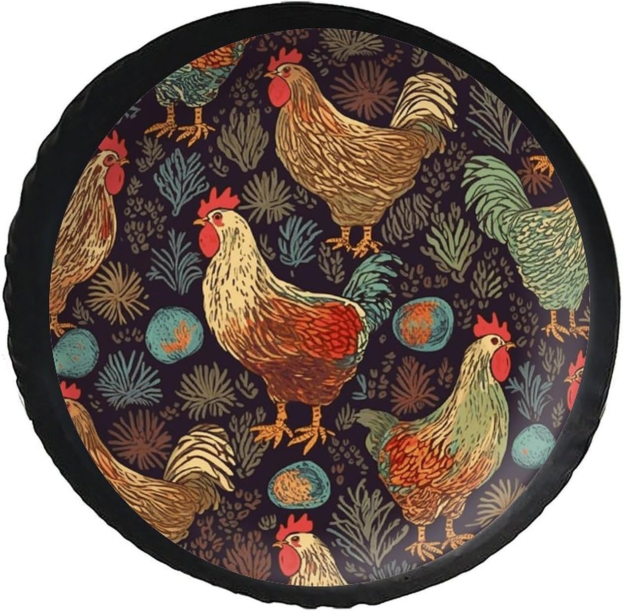 28"-34" Thickening Spare Tire Cover Chicken Print Waterproof Leather Tire Wheel Cover for Trailer Jeep RV SUV