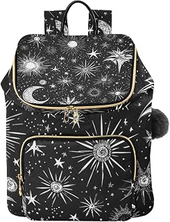 Women's Backpack Galaxy Monochrome with Luggage Belt and Pad Compartment Large Capacity Anti Theft Multiple Pockets Casual Travel Daypack College Bookbag Fashion Quilted Barrel Bag