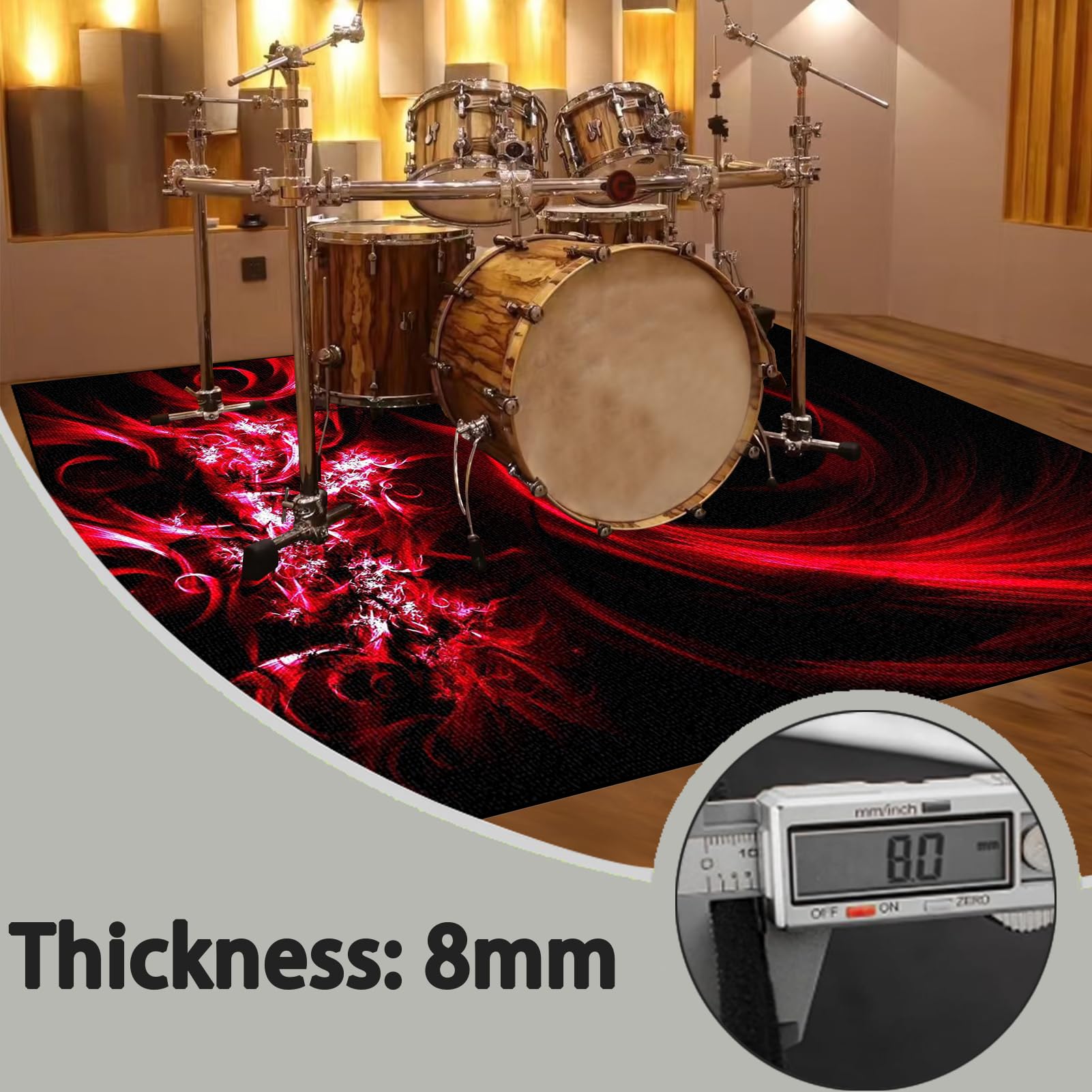 Tappeti Batteria Acustica Tappeto Batteria Elettronica Antiscivolo Tappeto A Tamburo Insonorizzante per Grancassa Rullante E Altri Componenti del Set di Tappetini Tappetino Insonorizzato 230 x 180 cm