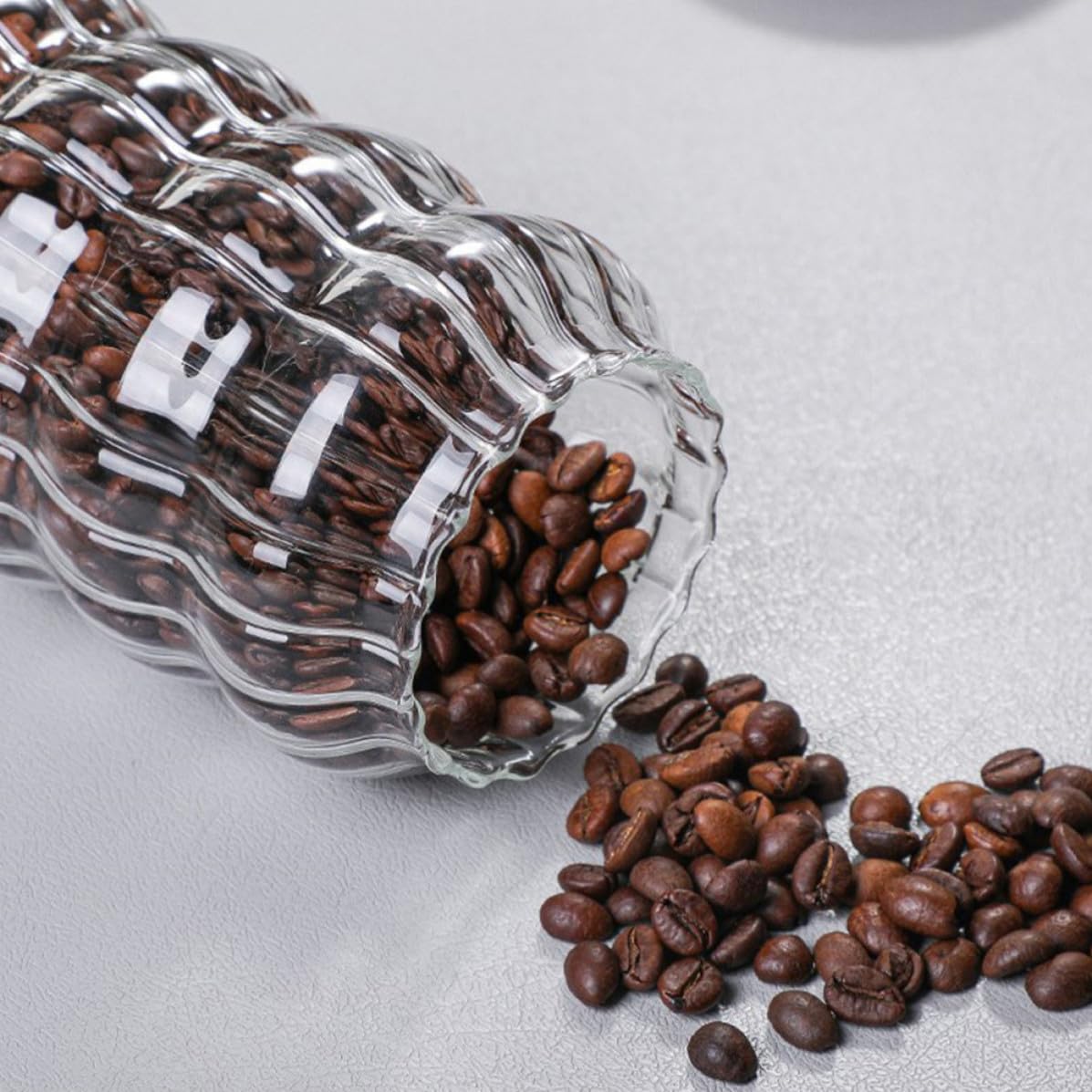 Zerodeko Set da 3 Barattoli di Vetro con Coperchi in Legno di Acacia, Contenitori Ermetici per Caffè e Tè, Conserva Alimenti Freschi, Multifunzione per Cucina