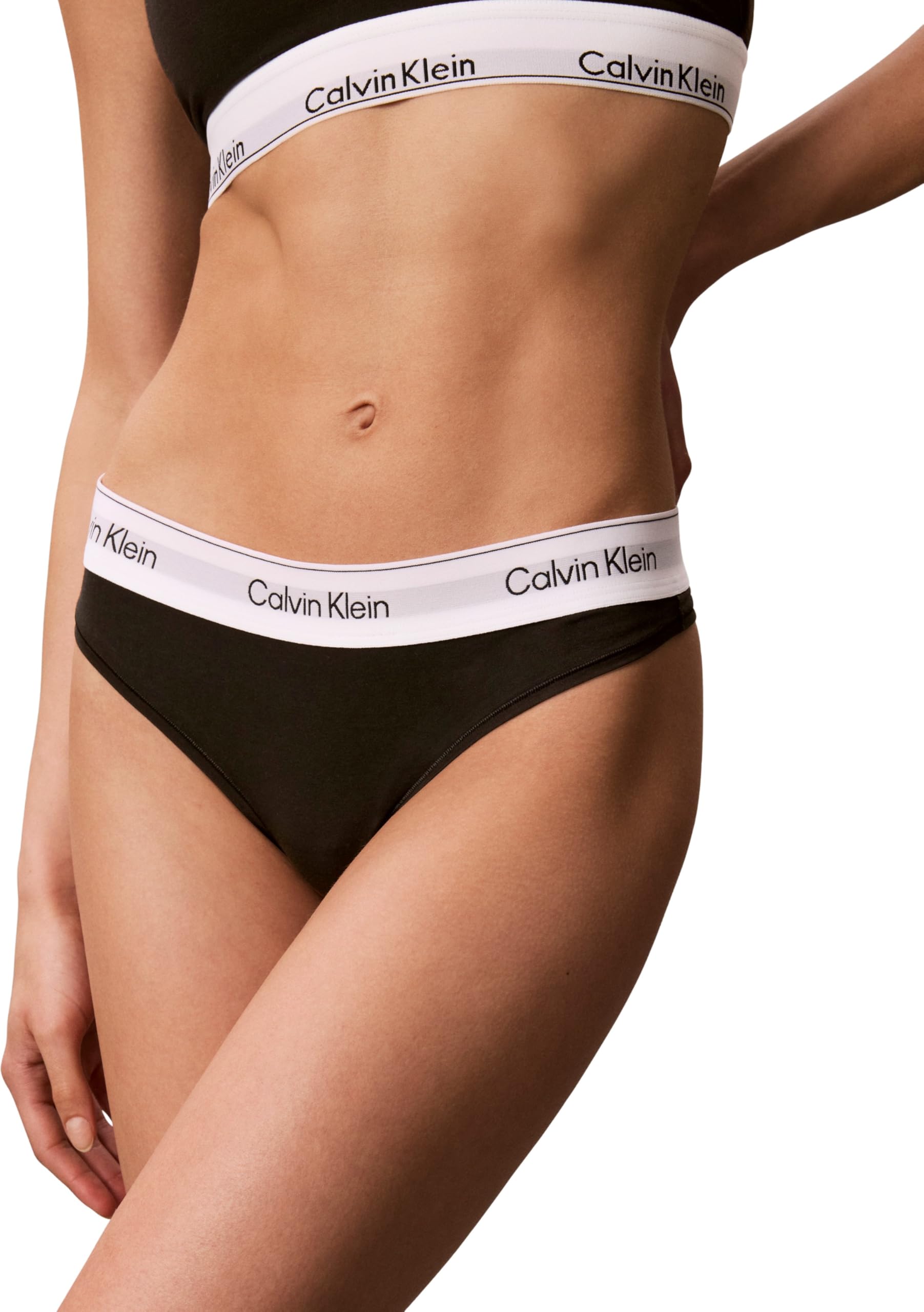 Calvin Klein Women's, Thong 2Pk LV00QF8834, Thong, Black/Oatmeal Heather, S