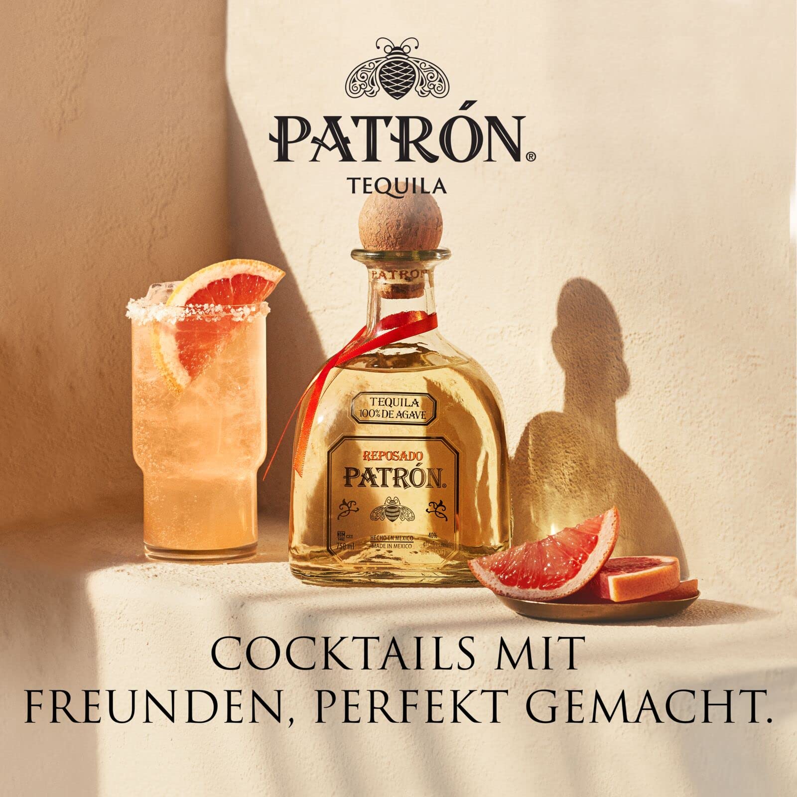 PATRÓN Reposado Premium Tequila 40% Vol. 70 cl 100% blaue Weber-Agave Mexiko handdestilliert Eichenfass gelagert