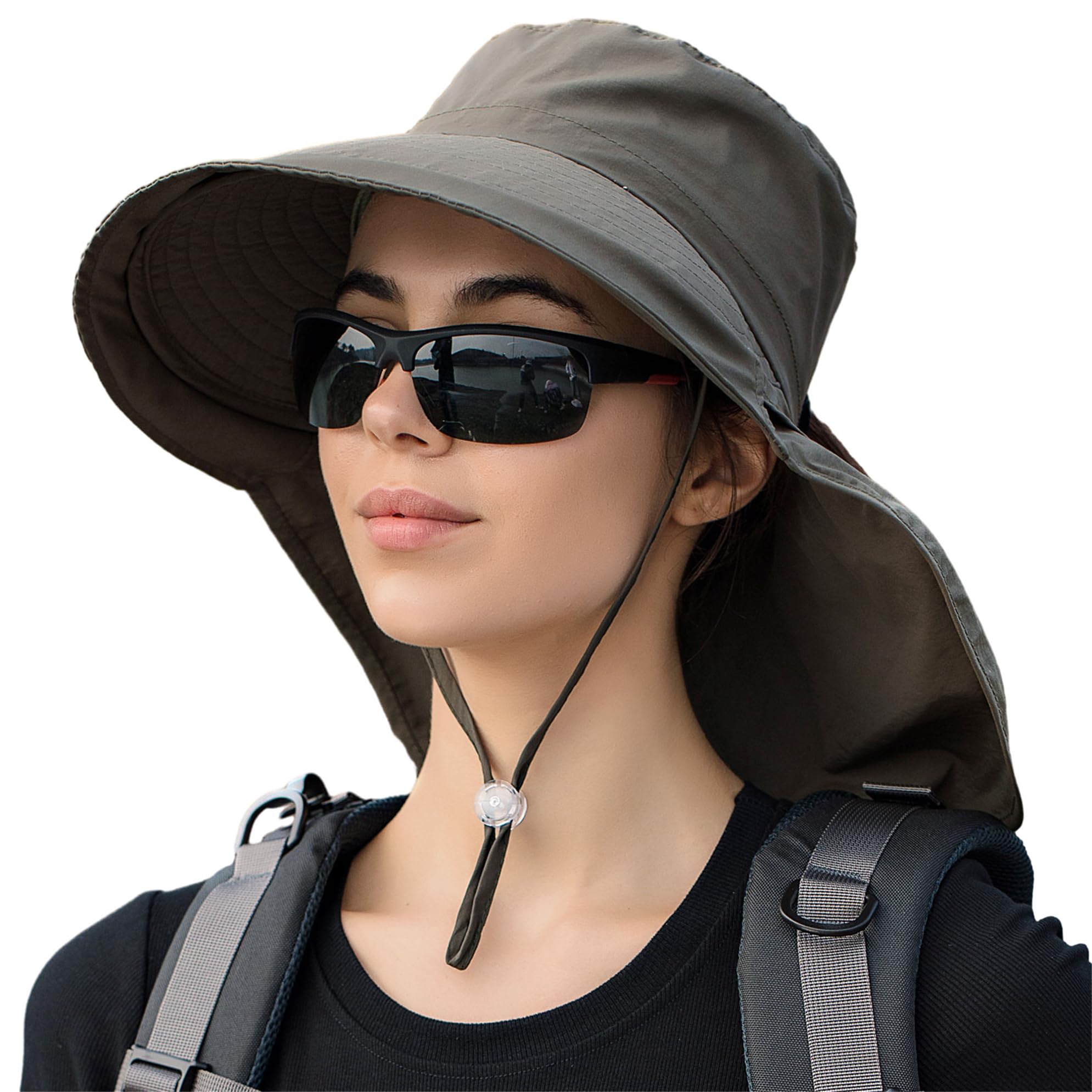 Kfnire Sombrero de Sol Mujer con Solapa para el Cuello | Plegable ala Ancha | Sombrero de Pesca Senderismo Verano Protección UV Gorro Pescador Bucket Hat Sombreros para Sol Mujer