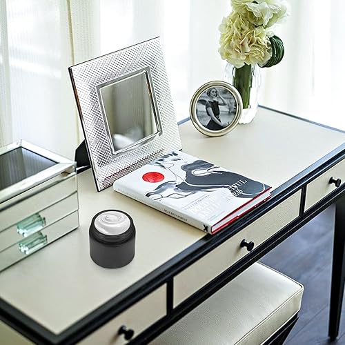 Miniatura 5 de Paquete de 4 tarros de crema de vidrio negro de 2 onzas, recipiente vacío de muestra esmerilado con tapas de plástico, contenedor de almacenamiento