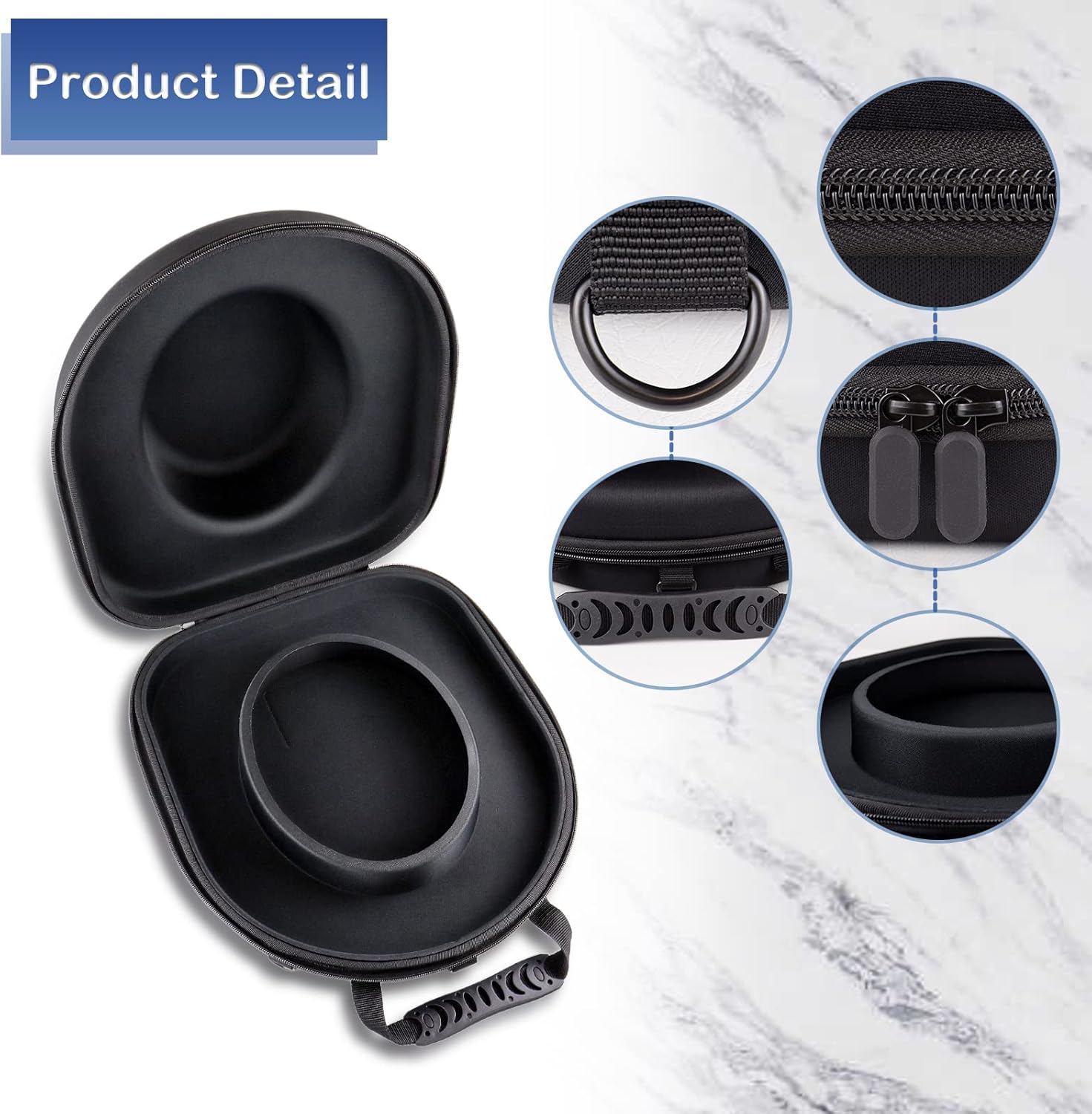 トラベルハットケース カウボーイ/フェドーラ/パナマ用 ハードシェルトラベルハットボックス - キャリーハンドル、ショルダーストラッ