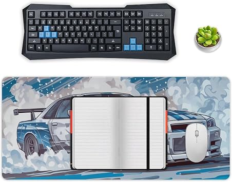 Cool Drift Car JDM R34 Large Gaming Mouse Pad Non-Slip Rubber Base Desk Mat Computer Accessories for Office & Gaming Setups 40x90cm
