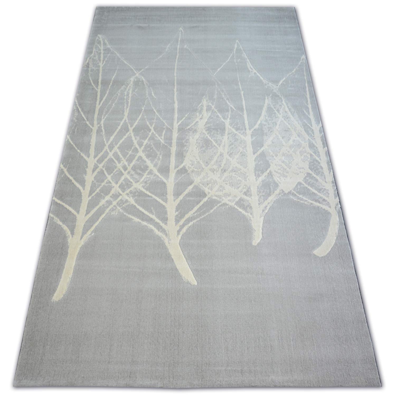 Tapis Scandi Feuilles Gris grand format 160x230 cm tapis de salon rectangulaire