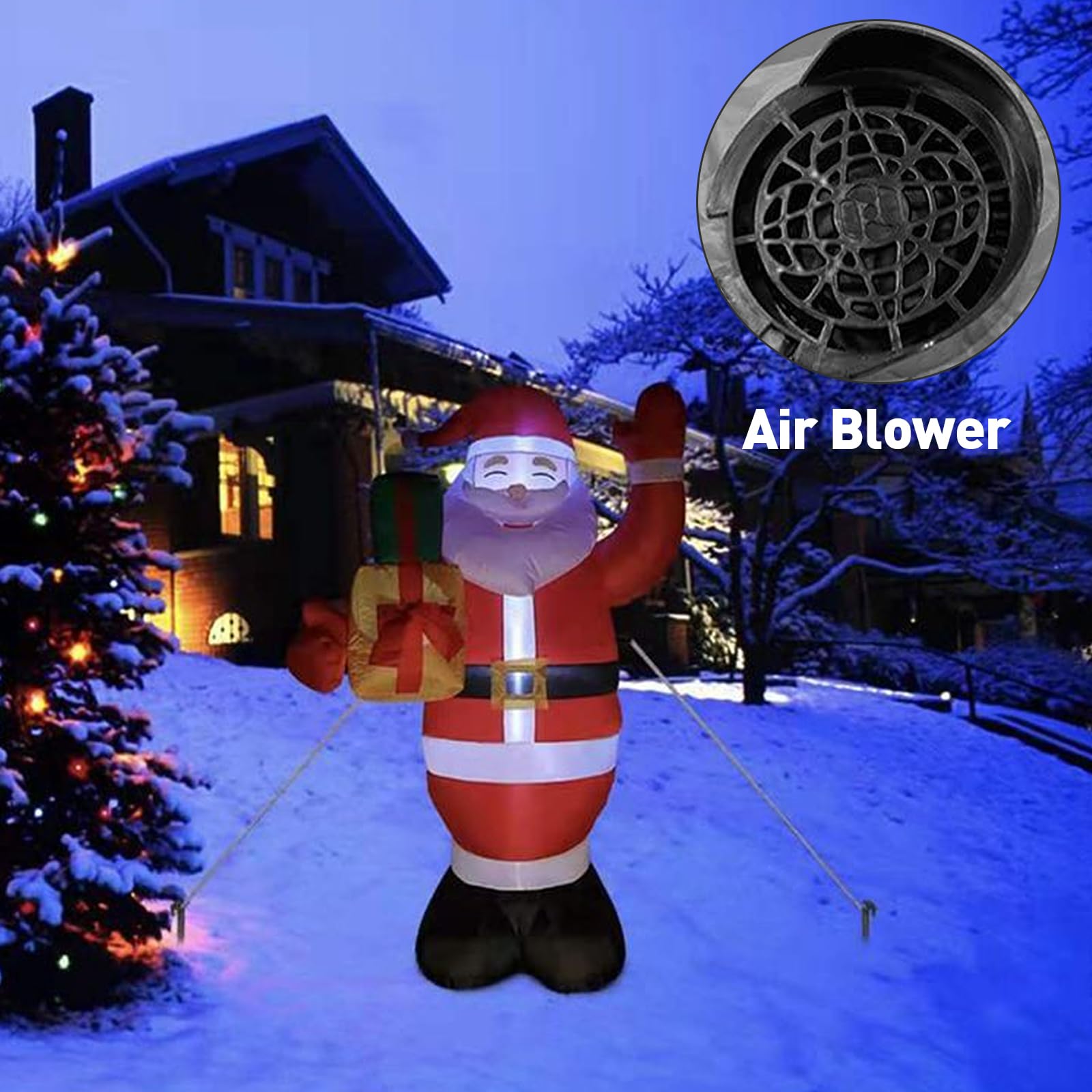 150CM Aufblasbarer Weihnachtsmann mit LED Licht Riesige Aufblasbare Weihnachtsmann,Dauergebläse Innen und Außenbereich, Weihnachtsmann Party Weihnachtsaufblasbare Gartendekorationen