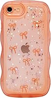 Vista 136 de Qokey para iPhone 14 Plus Funda de 6.7" con diseño de borde ondulado rizado, transparente, con purpurina, brillo, estrellas, brillante, lindo