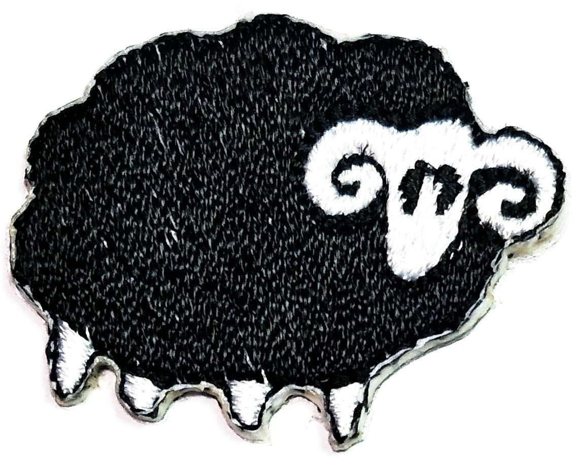 PARITA Very Small Cute Pretty Black Fat Sheep Cartoon Movie Patch DIY Crafts Projects Embroidered Iron on Applique Patches for Jeans Jacket Clothing Handbag Shoes Caps