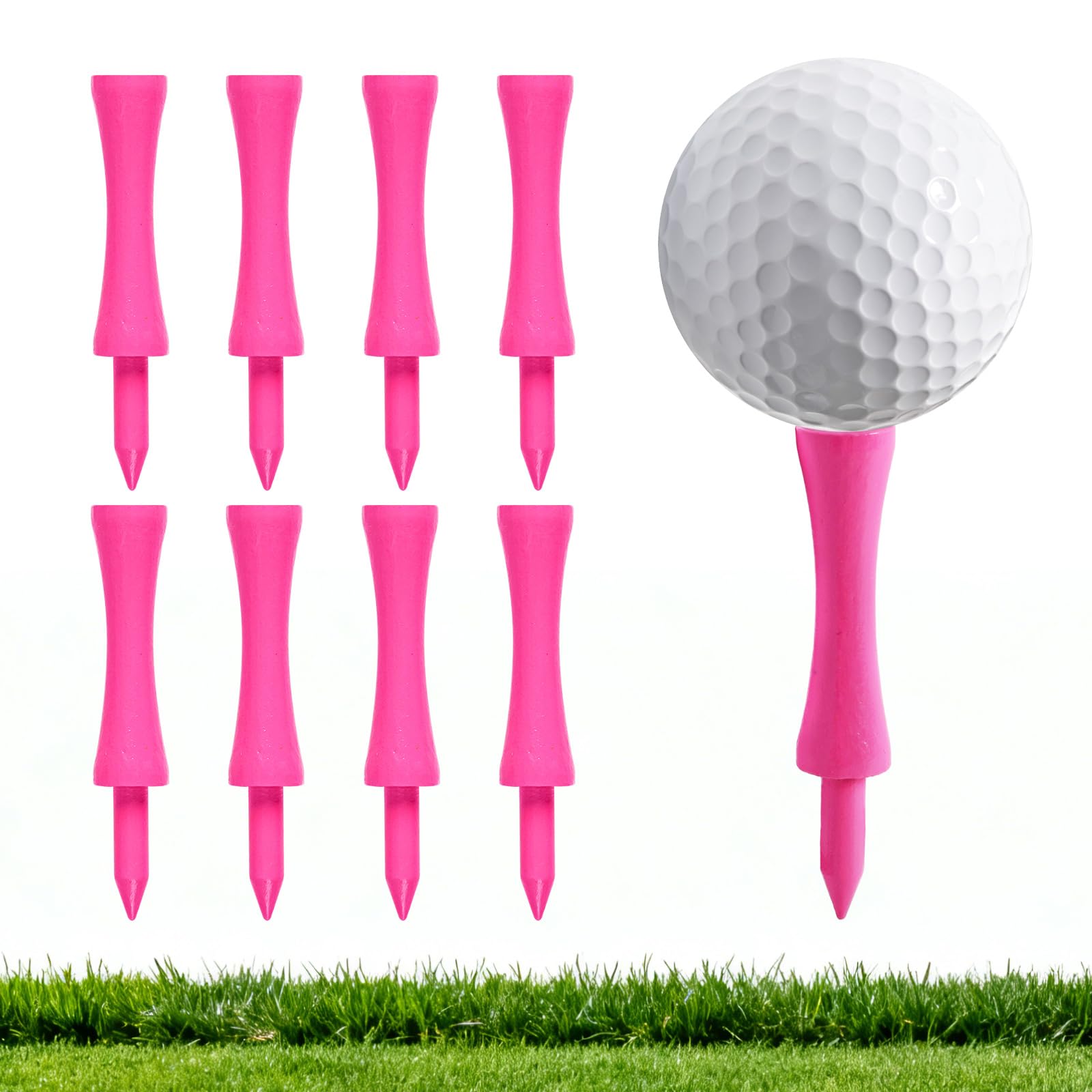 FINGER TEN Wooden Castle Golf Tees 1" 1.25" 1.75" 2.2" 2.36" Same Heights Or Mixed Sizes 60 Pack, Upgrade Durability Tees with Consistent Height, For Men Women (2.36 Inches Pink)