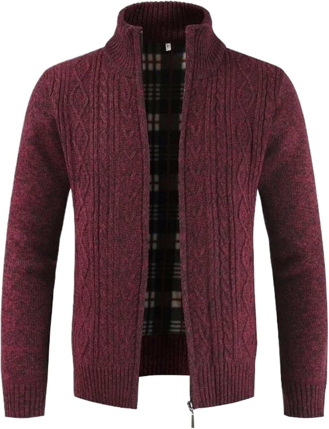Autumn Winter Men Casual Sweater Stand Collar Cardigan Striped Slim Knitted Sweatercoat