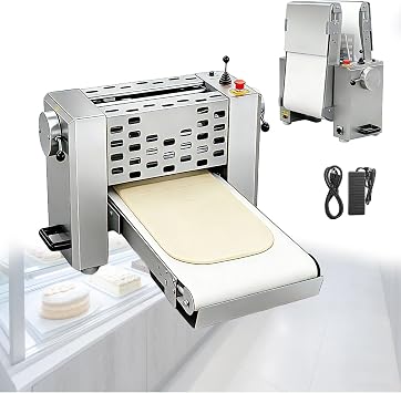 Adjustable Thickness Automatic Dough Sheeter 110V, Electric Tabletop Pastry Laminator, Stainless Steel Roller Machine For Croissant Puff PizzaModel 300