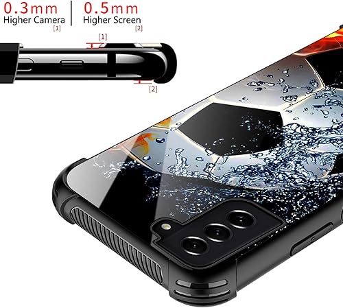 Miniatura 3 de CARLOCA Funda compatible con Samsung Galaxy S21 FE, diseño de compañero de fútbol chisporroteante para niñas y niños, a prueba de golpes,