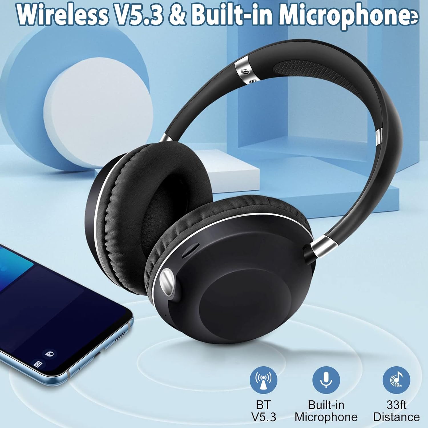 bluetooth tri mode headset wireless heavy bass over ear foldable wireless and wired stereo headsetsoft earmuffs light weight for prolonged wearing
