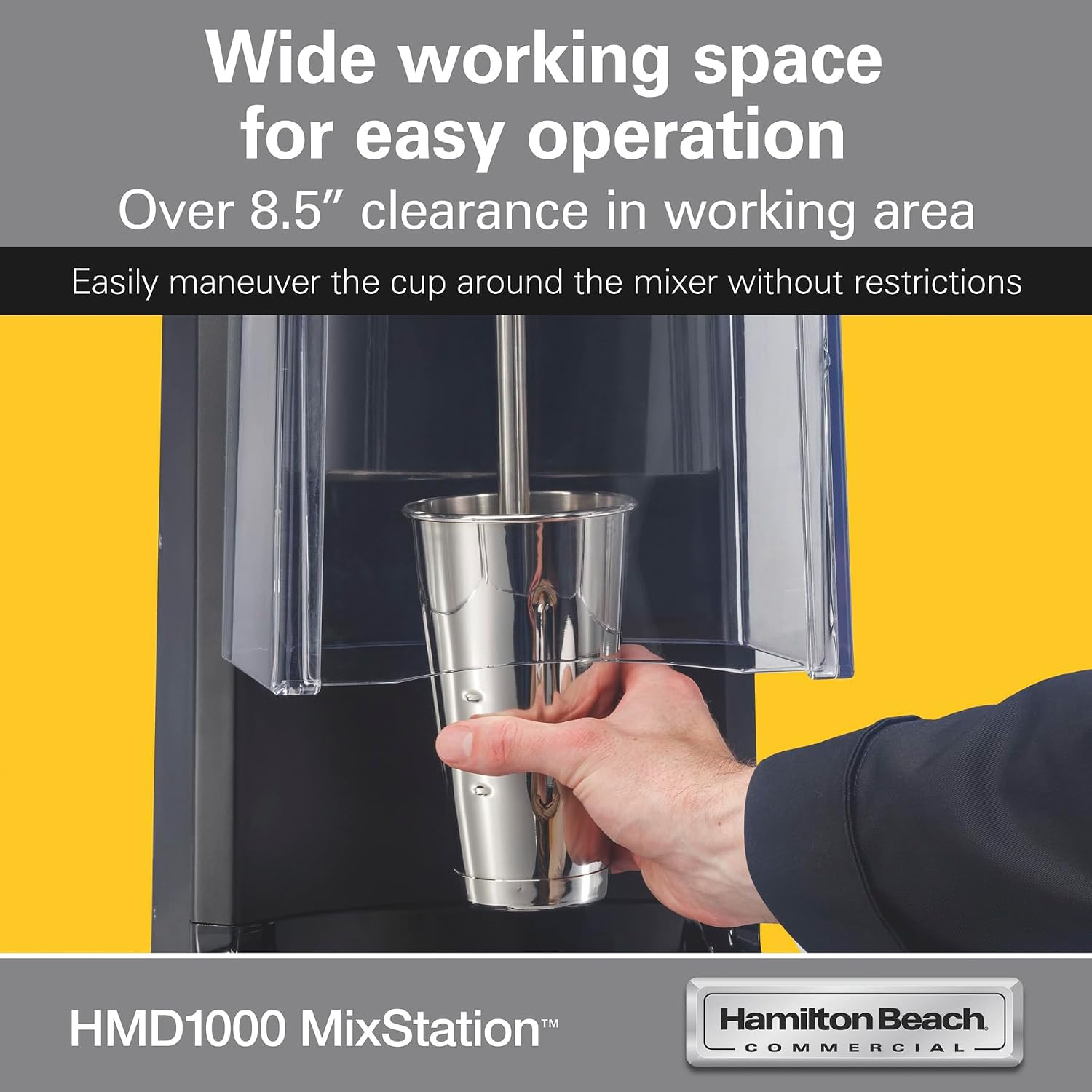 Hamilton Beach Commercial MixStation Drink Mixer, 3/4 HP Motor, Programmable, Variable Speed, Easy to Clean, NSF Certified, HMD1000 BLACK