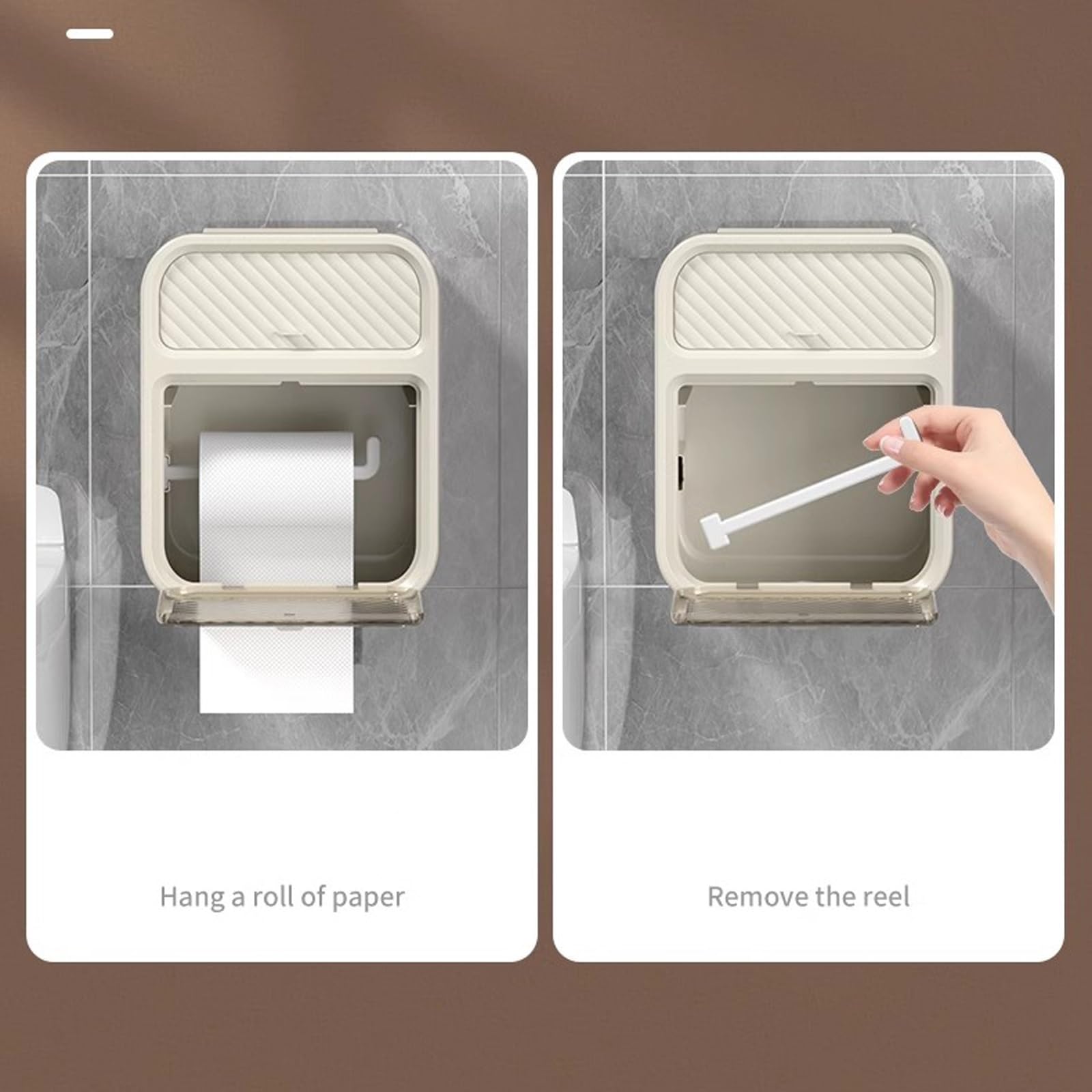 LYGSWDB Pudełko na papier toaletowy z szufladą, uchwyt na papier toaletowy montowany na ścianie, samoprzylepny stojak na papier toaletowy. Pudełko na chusteczki
