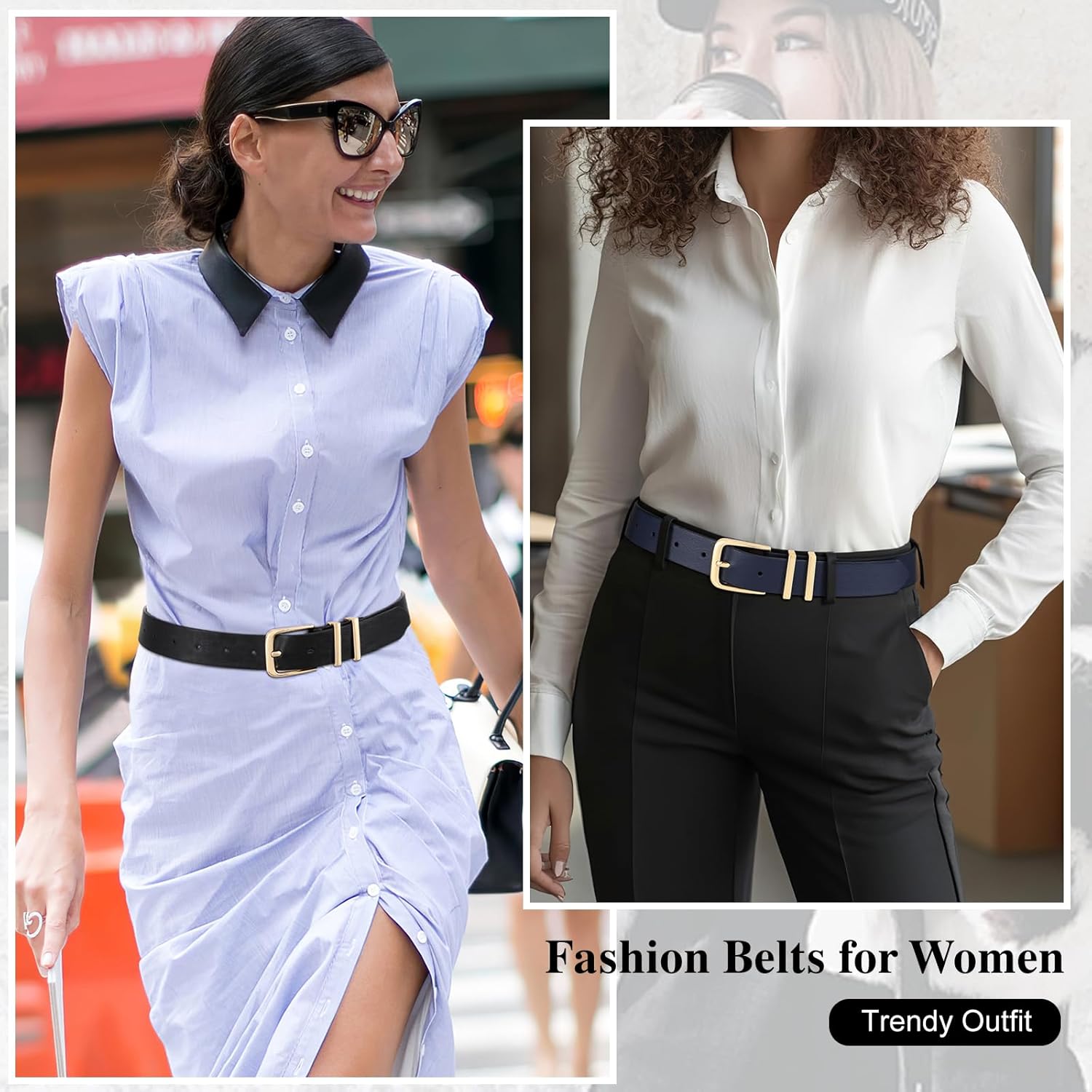 3 Pack Women's Belts for Jeans Pants Dresses Fashion Ladies Leather Waist Belt with Buckle Leather Belts - Image 4