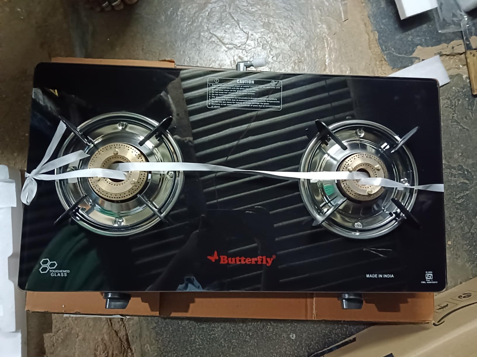 Butterfly Smart Glass Top 2 Burner Open Gas Stove (Black), Manual