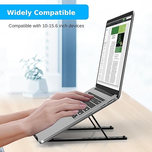 Miniatura 2 de Soporte ajustable para laptop, elevador portátil para escritorio, ABS + silicona plegable ventilado para portátil de 10 a 15.6 pulgadas, tabletas