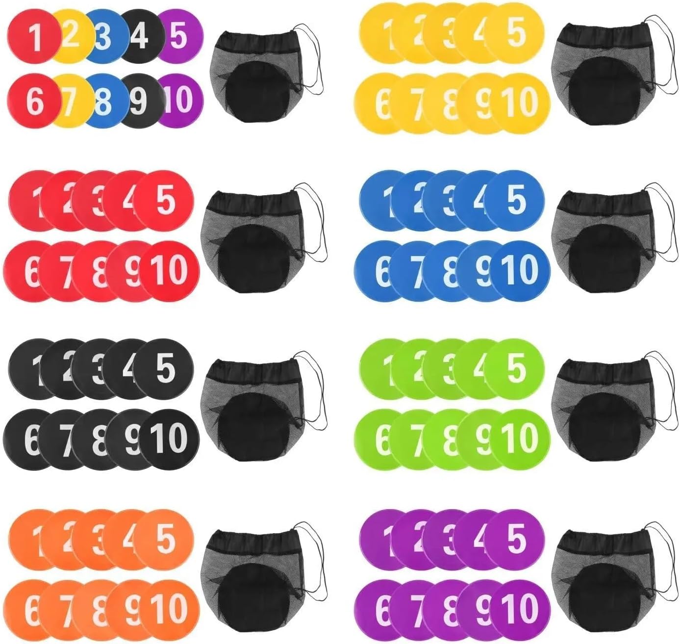 10 Pieces Numbered Floor Spot Markers Soccer Training Training Mark Pads Flat Disc Markers for Court Floor Sports Indoor Outdoor