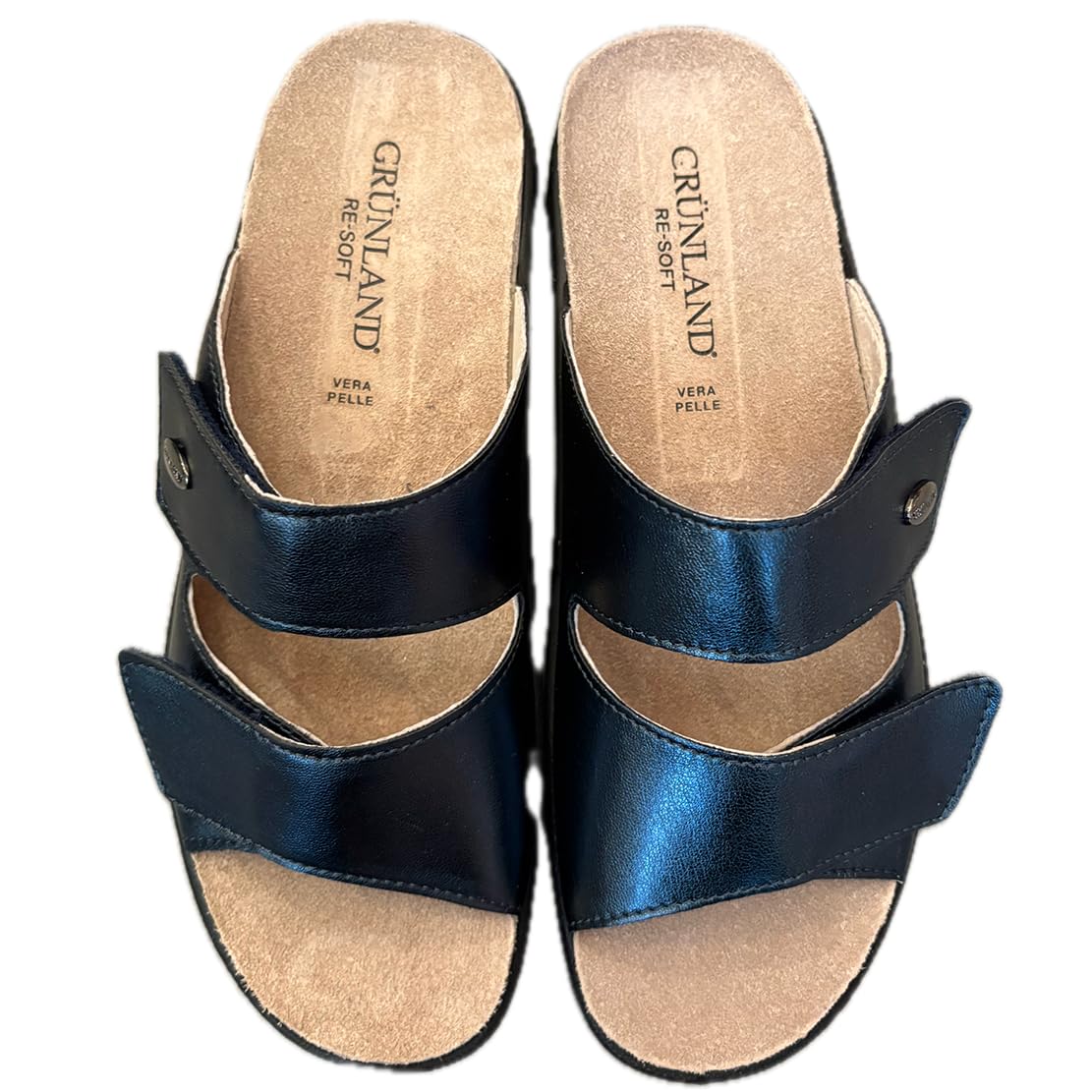 GRUNLAND ciabatte donna Comfort ecopelle FRESIA strappi con plantare estraibile DRY SOFT