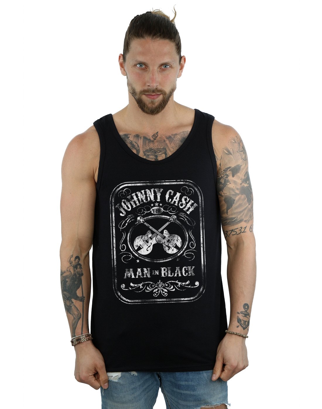 Johnny Cash Men's Man in Black Label Vest Medium Black