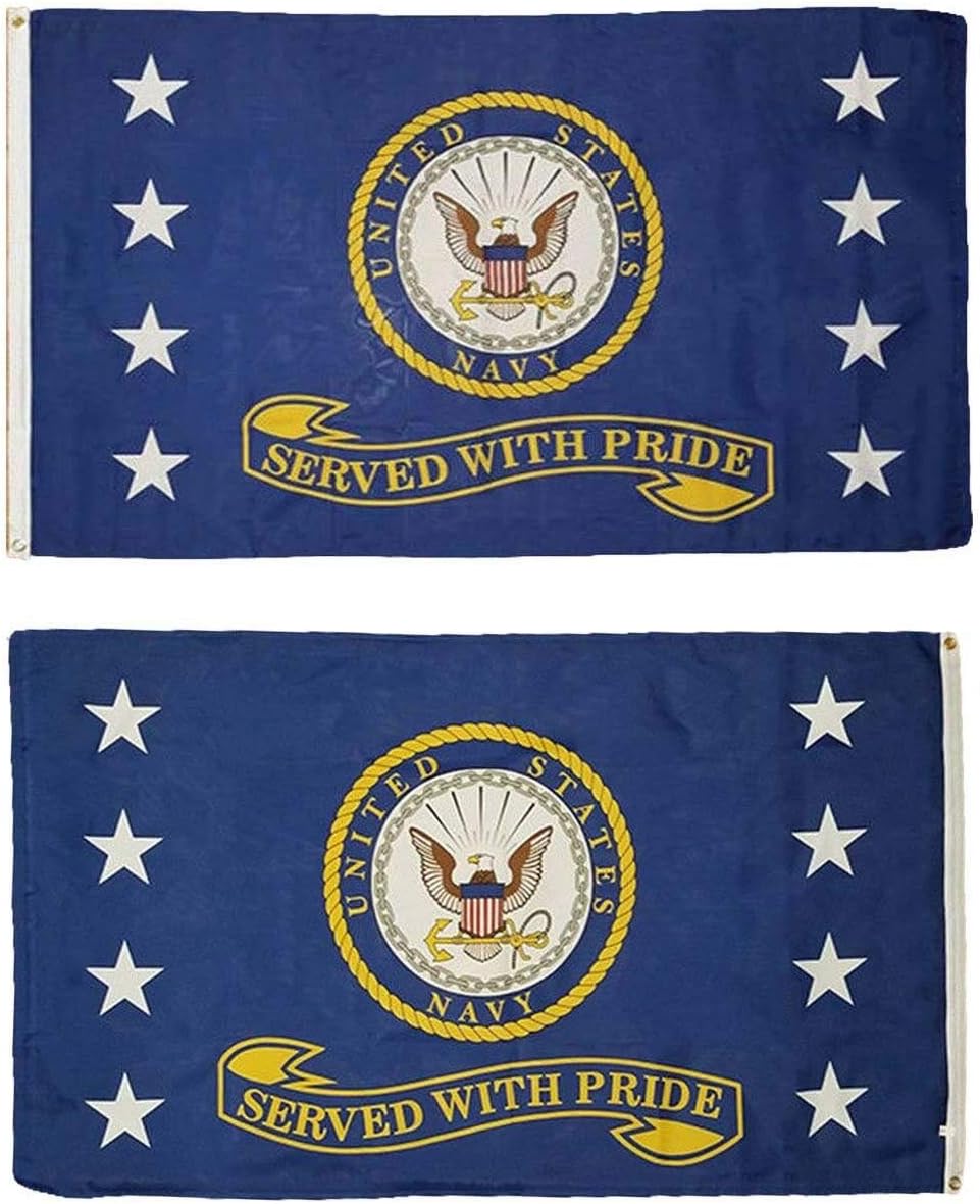American Wholesale 3x5 Navy Served With Pride USN 2 Faced Double Sided 2-ply Polyester Flag