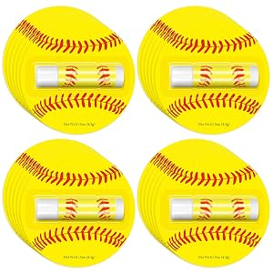 24 Pack Softball Lip Balm Bulk Beeswax Moisturizing Vanilla Flavor Chapstick for Softball Team Gifts Sports Theme Party