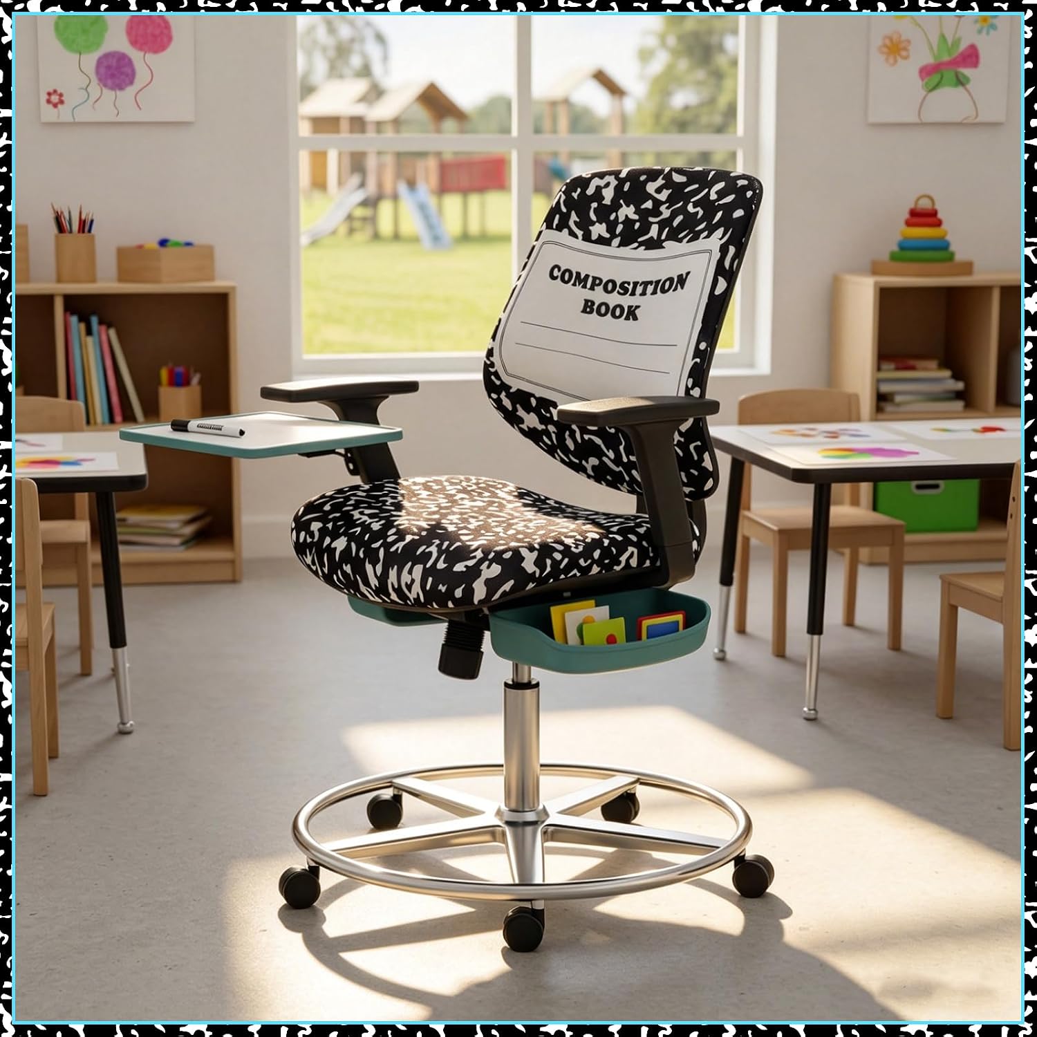 Chumia Composition Notebook Classroom Decor Teacher Office Chair Slipcover image 5