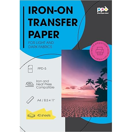PPD Inkjet Iron-On Transfer Paper Kit for Light and Dark Materials