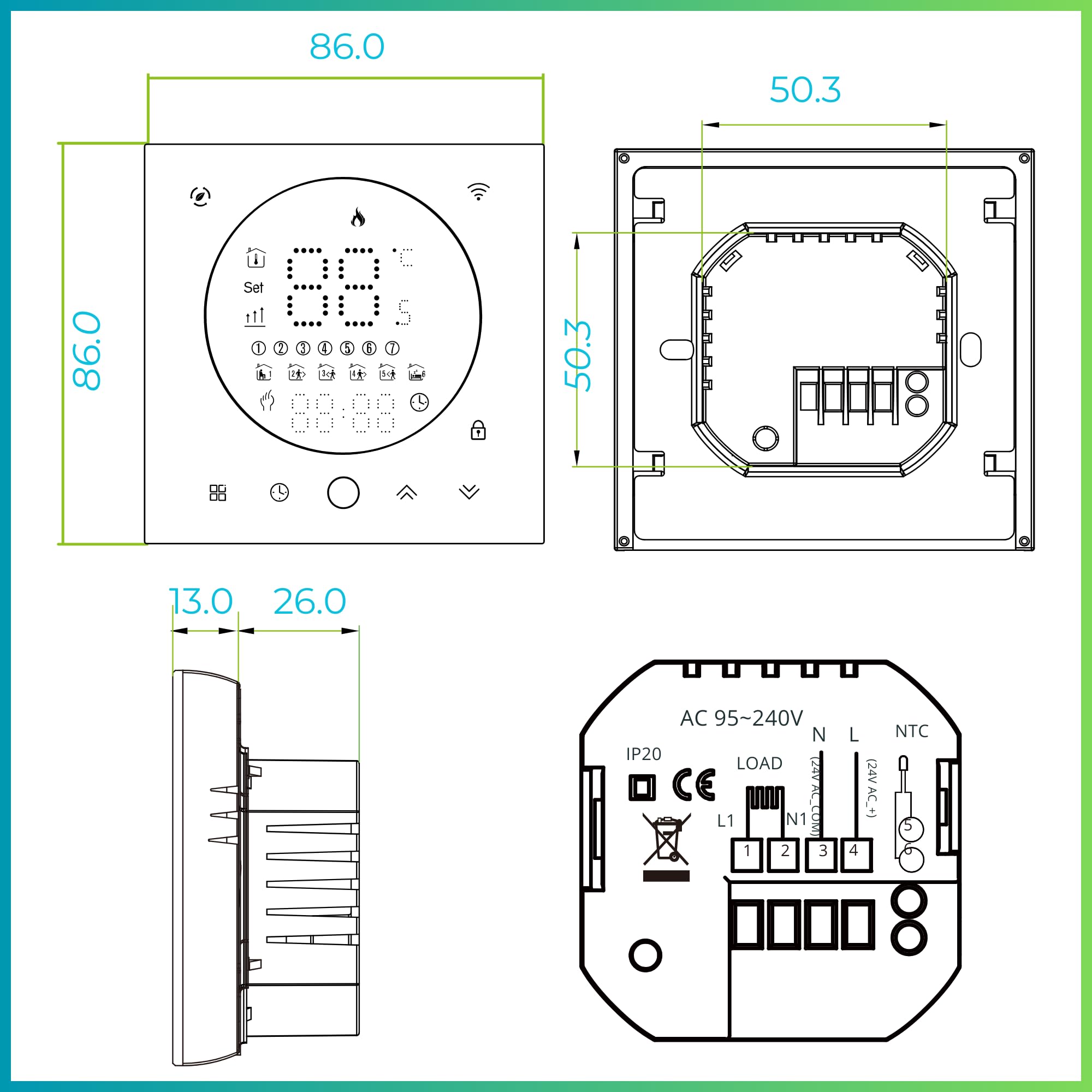 elektrische Fußbodenheizung, Heizmatte mit Thermostat für Fliesen 160 W/m² | Heizkabel 3,6 mm dünn, selbstklebend, IPX7 wasserdicht, App-Steuerung, 0.5-20 m² wählbar, für Bad & Küche