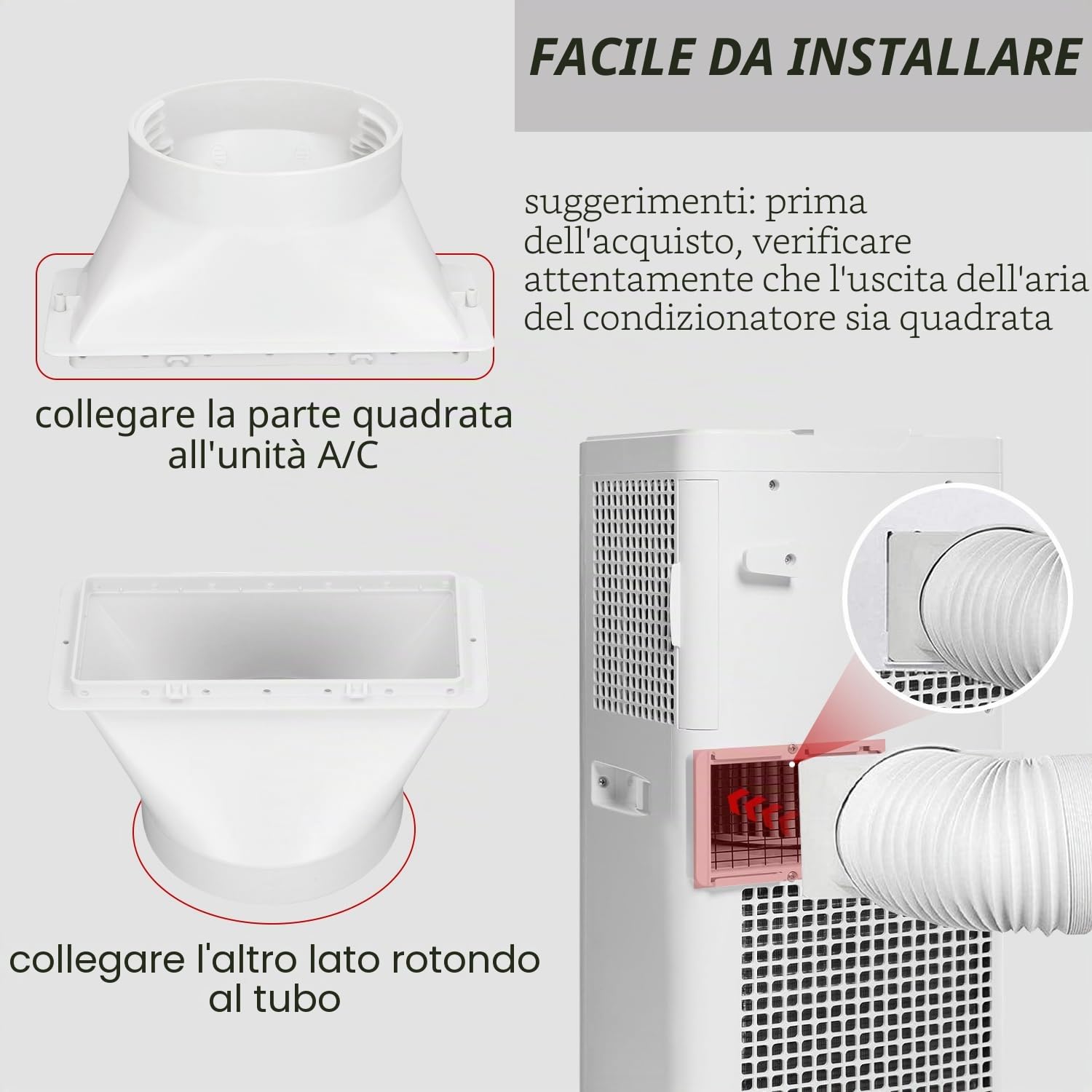 Accoppiatore di Scarico per Tubo Flessibile del Condizionatore D'aria Connettore per Tubo Flessibile Ca Portatile da 5 Pollici Filettatura in Senso Orario E Antiorario Adattatore per Tubo Flessibile