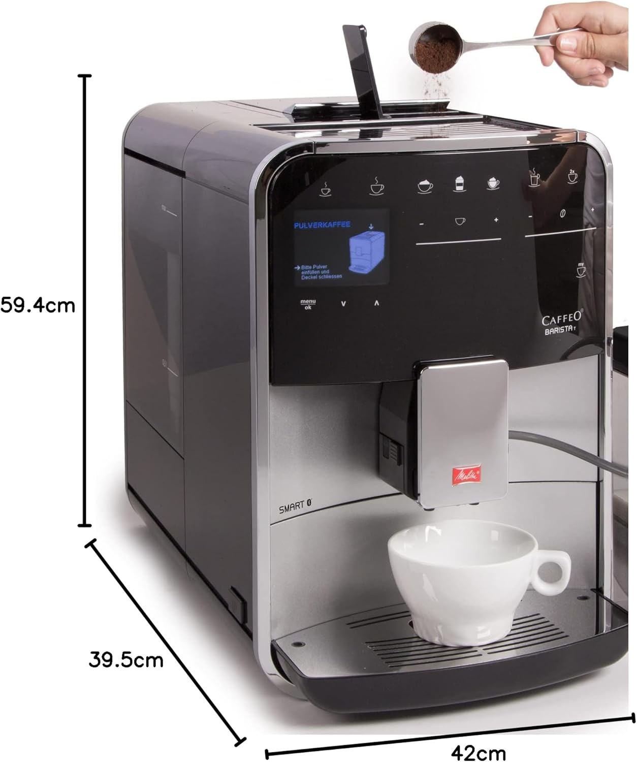 Melitta “Caffeo Barista T” - Macchina da caffè Macchina da caffè automatica – senza contenitore per il latte argento, senza contenitore per il latte.