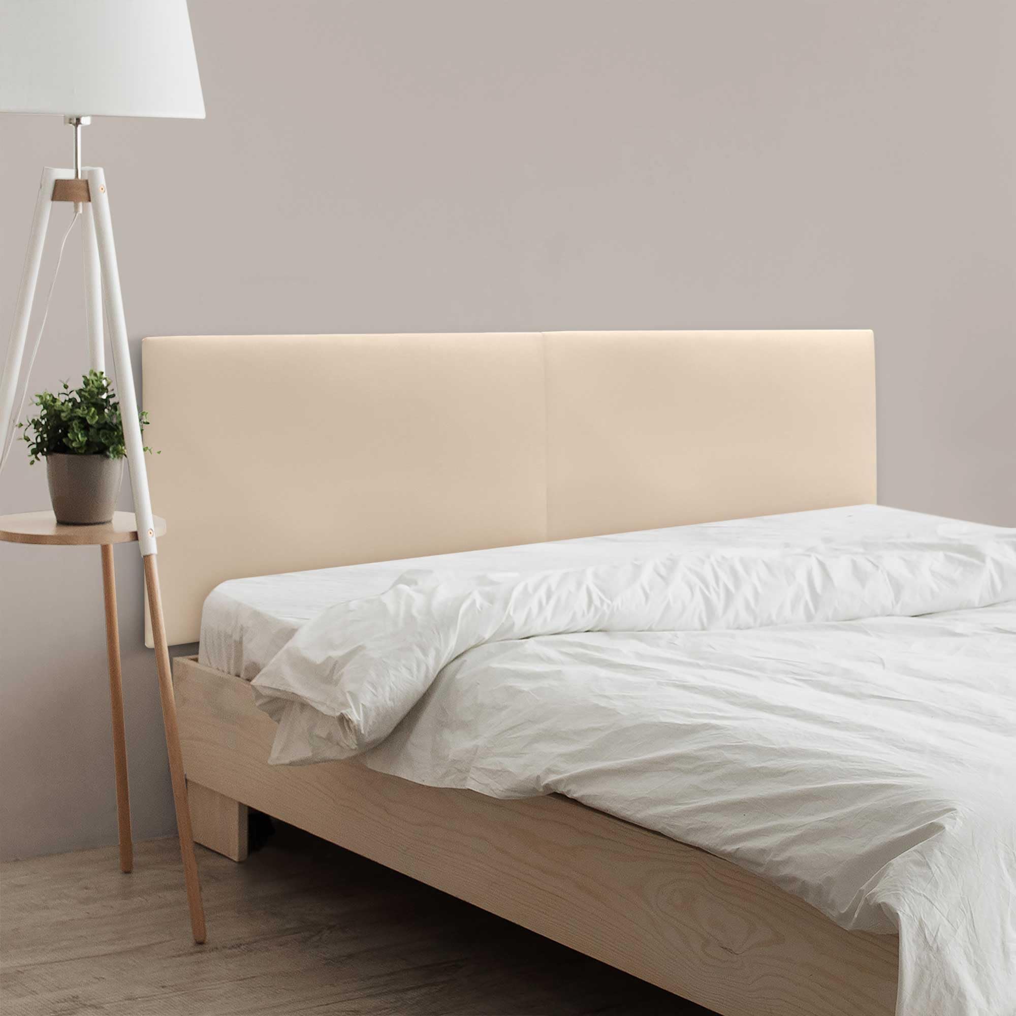 DHOME Cabecero de Polipiel o Tela Acualine Liso Dual Dividido en 2 Piezas Tapizado de Alta Gama Cabezal Tapizado Moderno (Polipiel Beige, 180cm Dual (Camas 180/190))