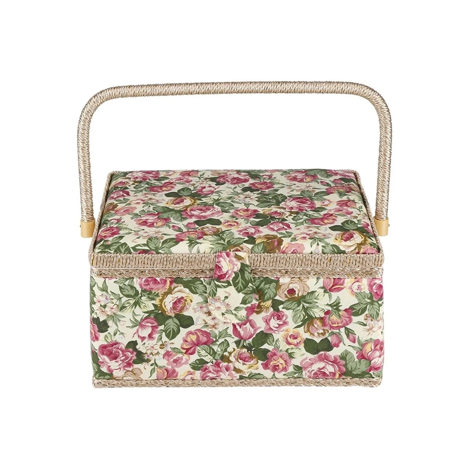 Sewing Basket Craft Box Storage Fabric Floral Printed Sewing Basket Household Sundry Organizer