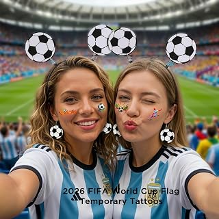 AICase for World Cup 2026 Merchandise,Headband,Ear Ring and Stickers Soccer for 2026 World Cup Game Day Cheering America Flag Hairband Funny Football Sports Fans Hair Accessories 3 Sets