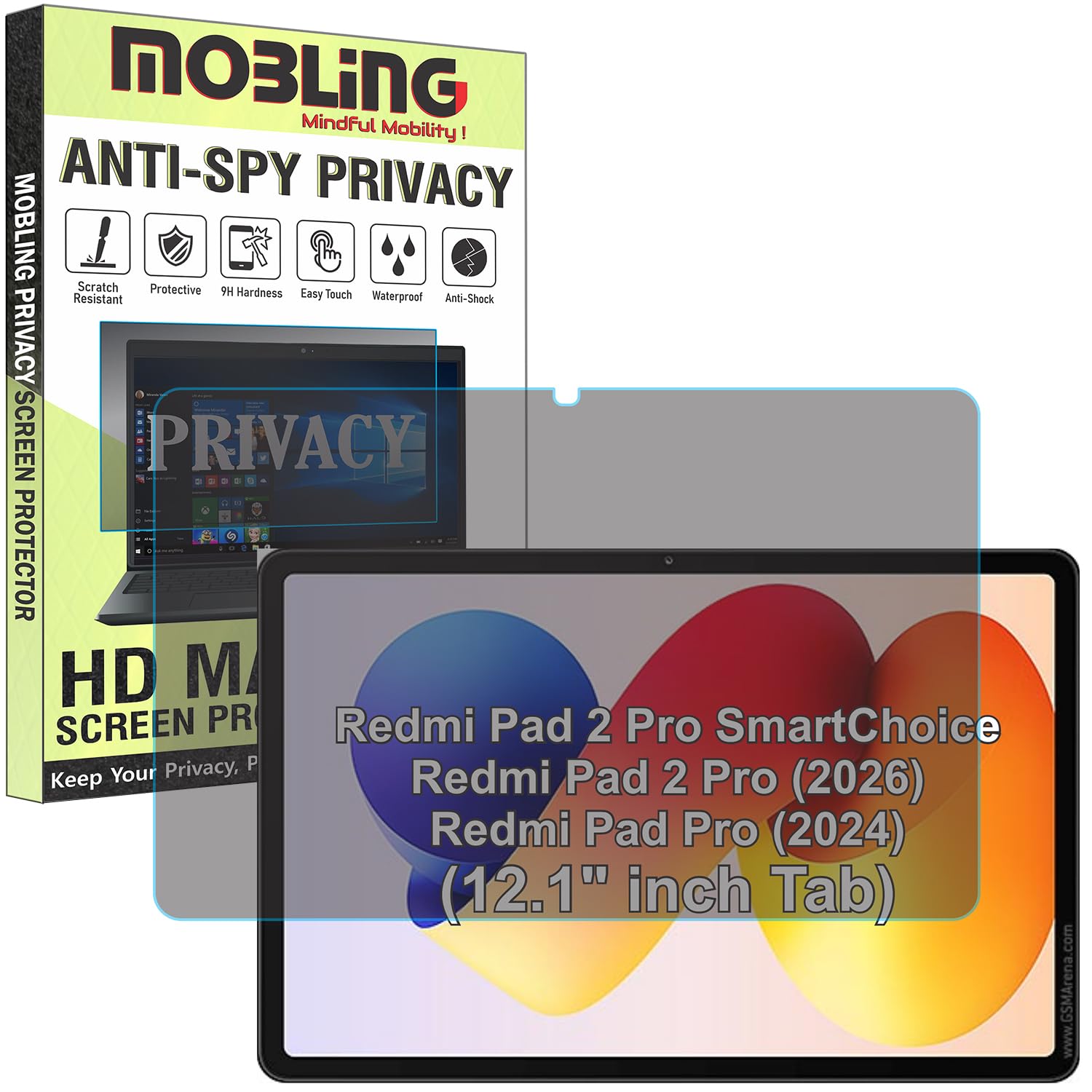 Privacy Matte Anti Spy Screen Guard Compatible With Redmi Pad 2 Pro SmartChoice / Pad2 Pro 2026 / Redmi Pad 2 Pro (2024) Tablet (12.1" inch Tab) Not a Tempered Glass Screen Protector-image-9