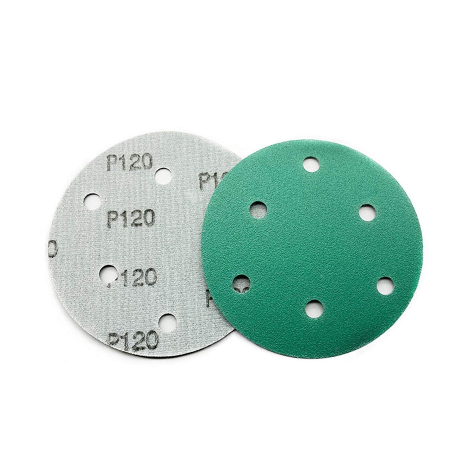 Discos de lijado Almohadillas Disco de arena 10 piezas 125 mm 5 pulgadas Papel de lija redondo Película de poliéster Húmedo/seco Gancho y bucle Flocado Discos de lijado verdes Pintura Papel de lija ab