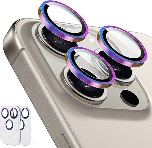 ESR Paquete de 2 protectores de lente de cámara para iPhone 15 Pro Max15 Pro14 Pro Max14 Pro, protectores de lente individuales HD ultra