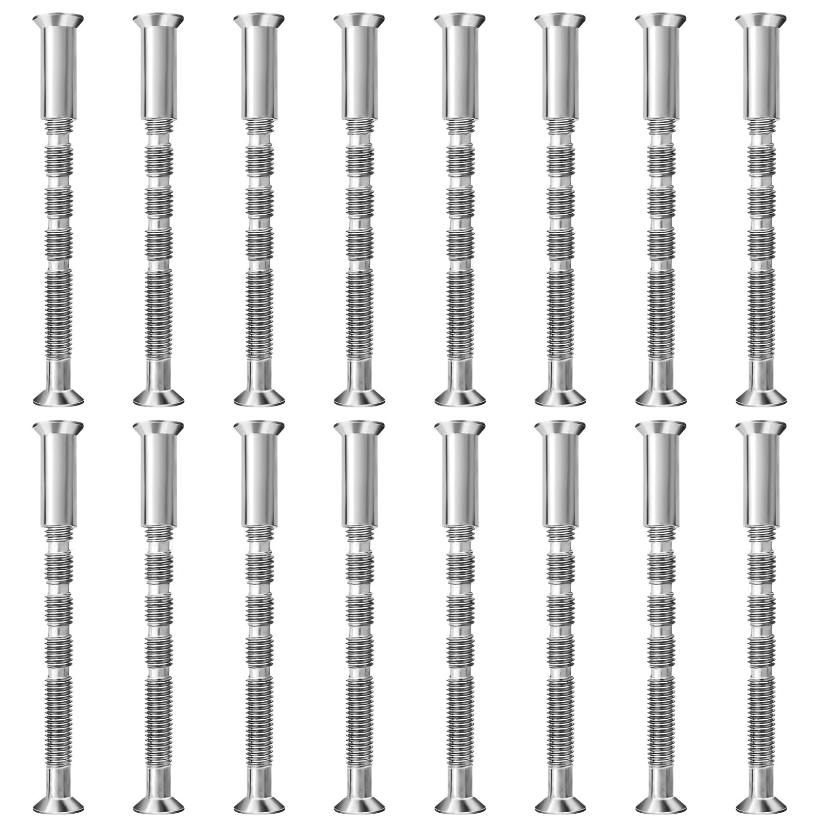 CYLBAQ M5 Door Handle Screws, 16 Sets Nickel Plated Screw M5 Screws Male to Female Connecting Fixing Bolts and Sleeves for Fixing Door Handles, Escutcheons, Cabinet Drawers