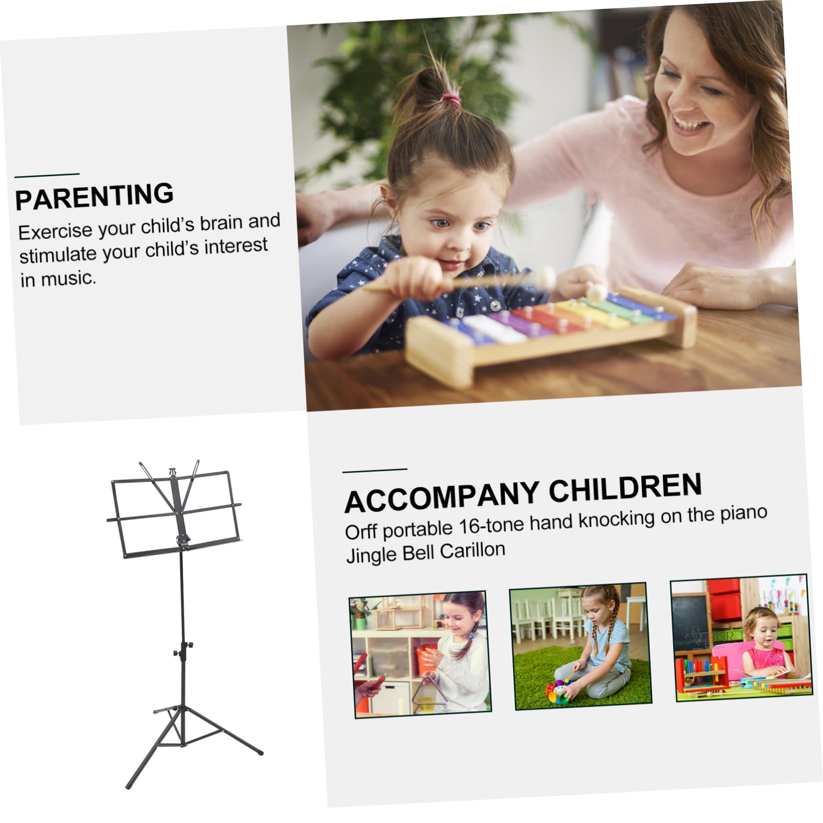 ERINGOGO Score Stand Sturdy Tripod Sheet Music Stand Large Support Board for Guitar Violin Piano