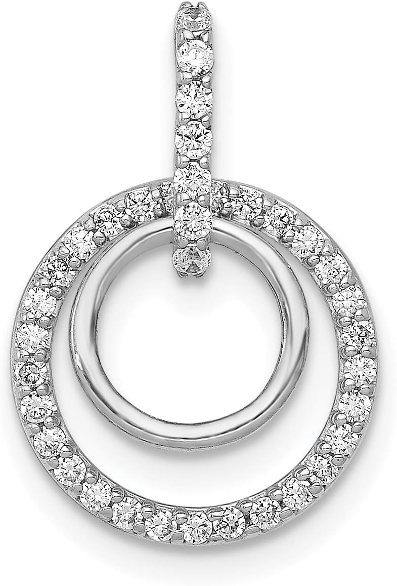 14k White Gold 1/4ct. Diamond Double Circle Dangle Pendant