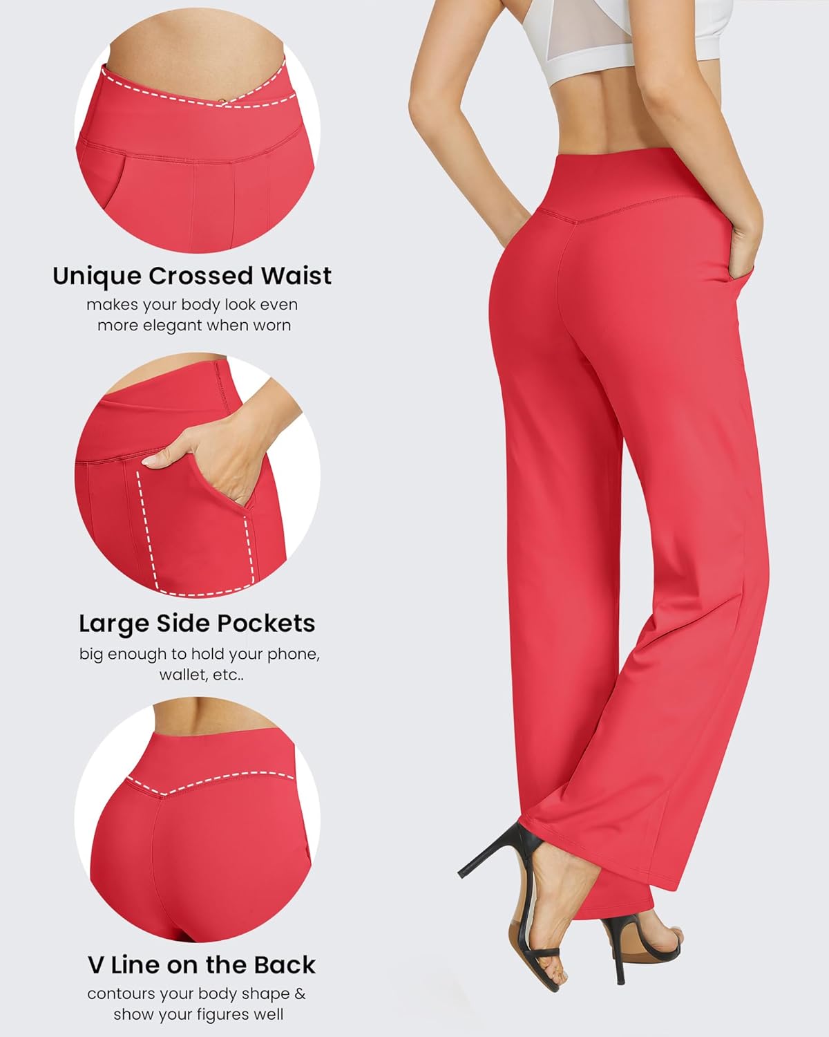 G4Free Wide Leg Pants for Women Loose Yoga Pants with Pockets Petite/Regular/Tall Stretch Casual Lounge Pants - Image 4