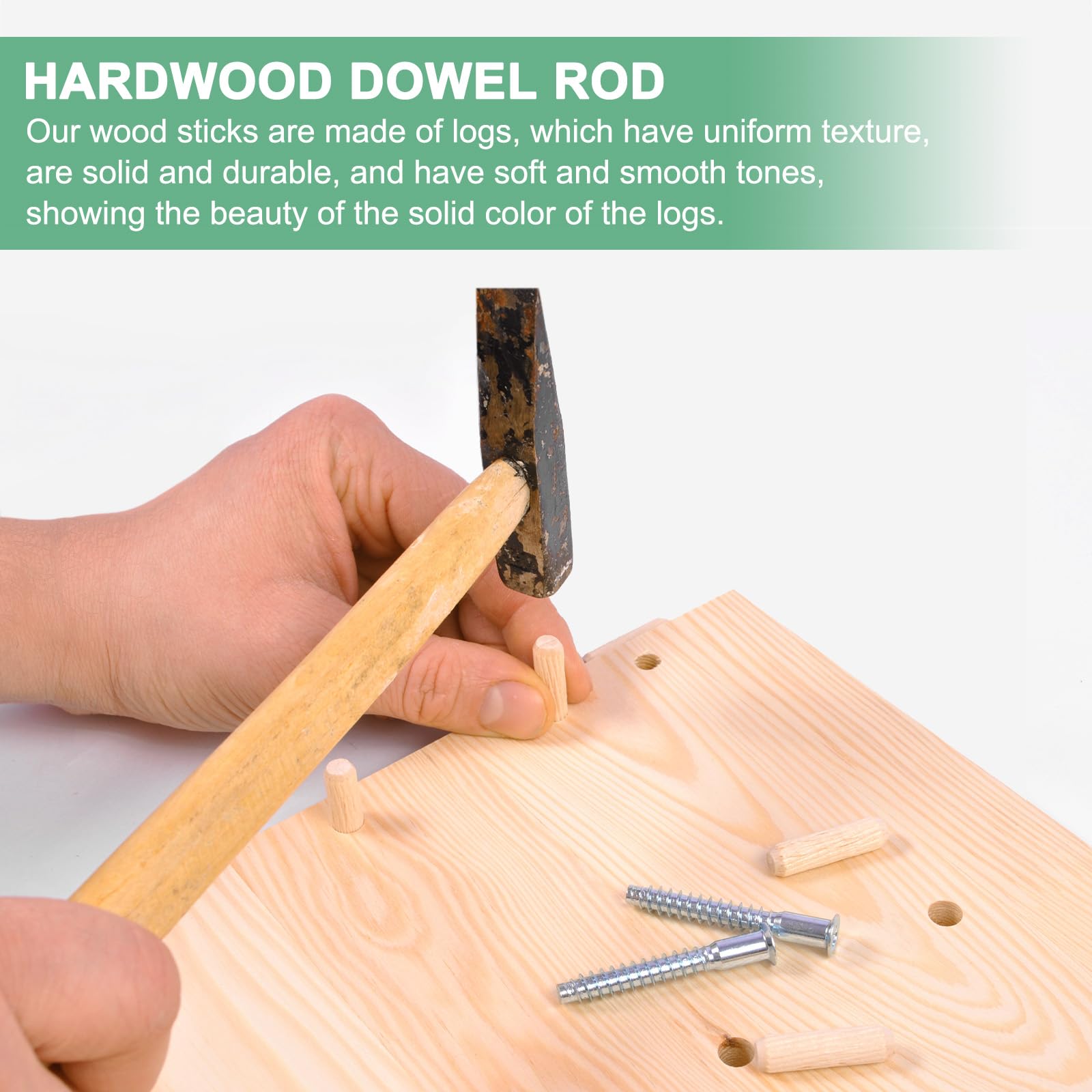M METERXITY 50-Pack Dowel Rods Wood Sticks, 5/32 x 4 Inch Wooden Dowel Rods, Unfinished Hardwood Sticks - Image 4