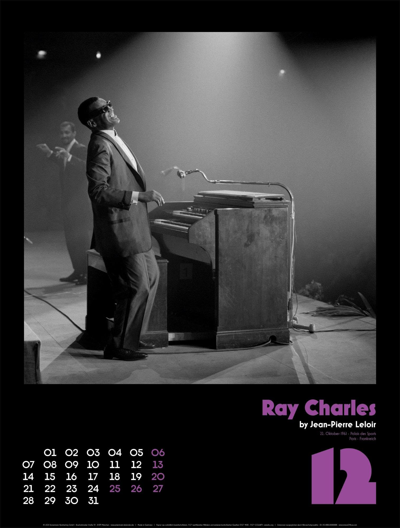Jazz Kalender 2026 | Stilvoller Musik-Kalender im großen Hochformat (50x66 cm) | Schwarz-weiß-Fotos von Jean-Pierre Leloir für Musikfans