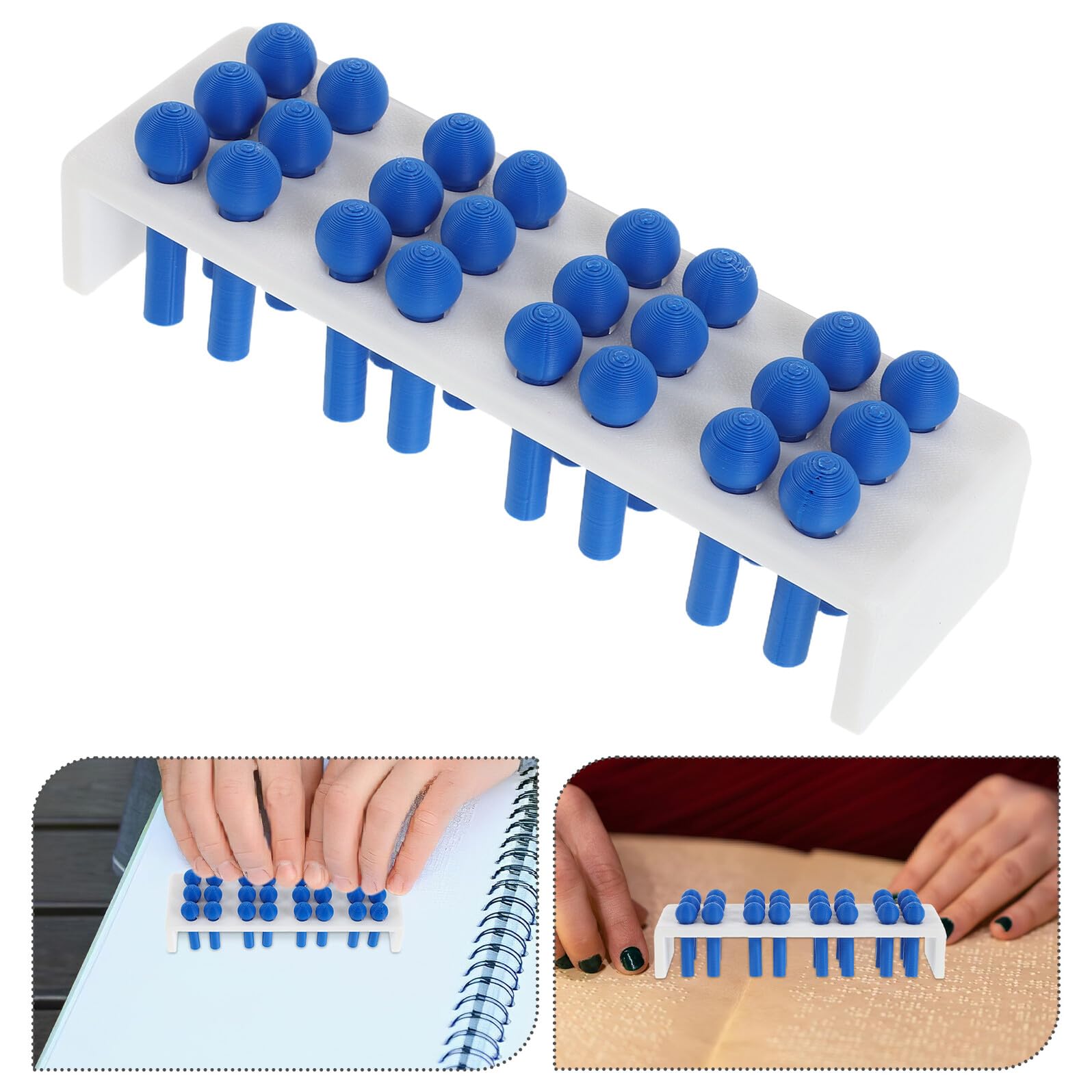 Kit de Aprendizaje Braille con Tablero de Práctica de Plástico de 24 Celdas y Lápiz Óptico para Estudiantes Ciegos en Uso Educativo Diario