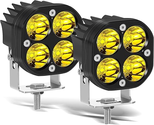 Nicoko Super brillante 4 pulgadas 60 W inundación LED ámbar blanco niebla luz conducción Offroad luces Pods IP68 para camión SUV ATV UTV motocicleta