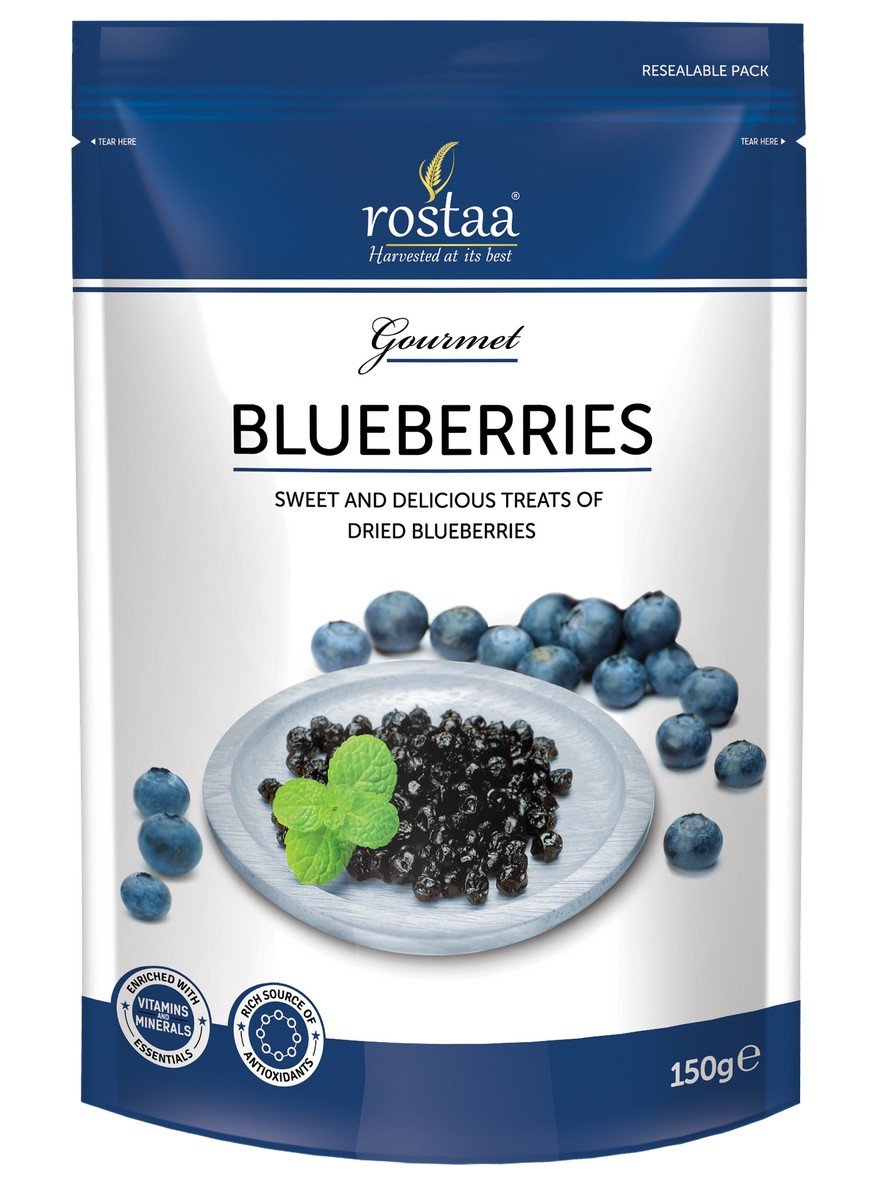 rostaa Premium Blueberries (150Gm) (Gluten Free,Non-Gmo & Vegan)Whole & Unsweetened,Vitamin Rich Blueberries,Dried Blueberries,Low Fat Healthy Snacks,Rich In Calcium & Vitamin K,Sweet & Delicious