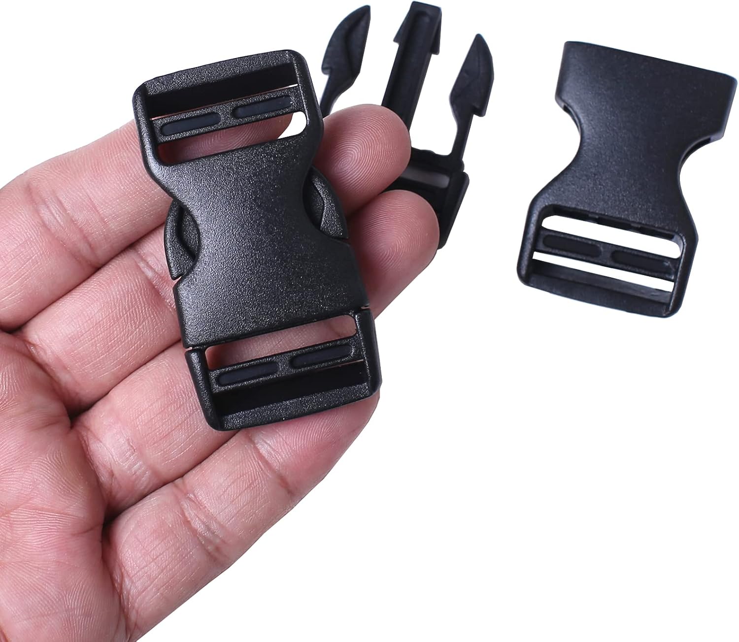 J.CARP 4 Pack 1" Wide Quick Side Release Buckles, Dual Adjustable No Sewing Slide Clips Snaps, Heavy Duty Plastic Replacement for Nylon Strap Backpack Nylon Webbing Belt Fanny Pack Pet Dog Collars